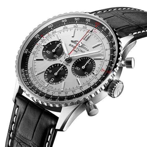 breitling chronograph silver dial white case|breitling navitimer chronograph 43.